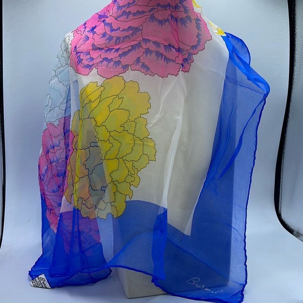 Vintage Burmel flower abstract print rectangle scarf.